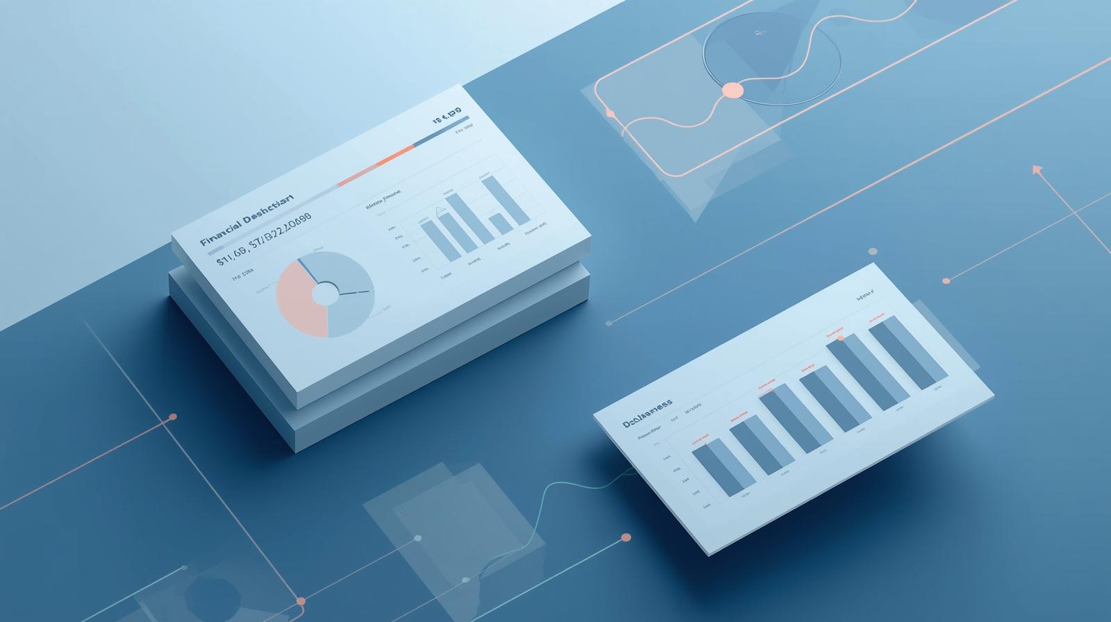 One dashboard-style image (financial overview, modern interface look)